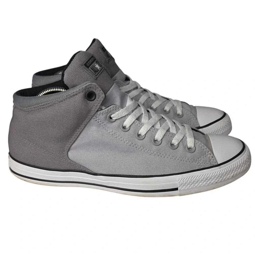 Converse All Star High Street Sneakers Mens 11 Gray White Mid Top Canvas Shoes - Picture 2 of 9
